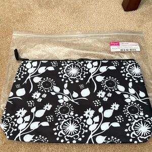 Brand new Thirty-One Black Floral Brushstrokes Thermal Zipper Pouch for sale!